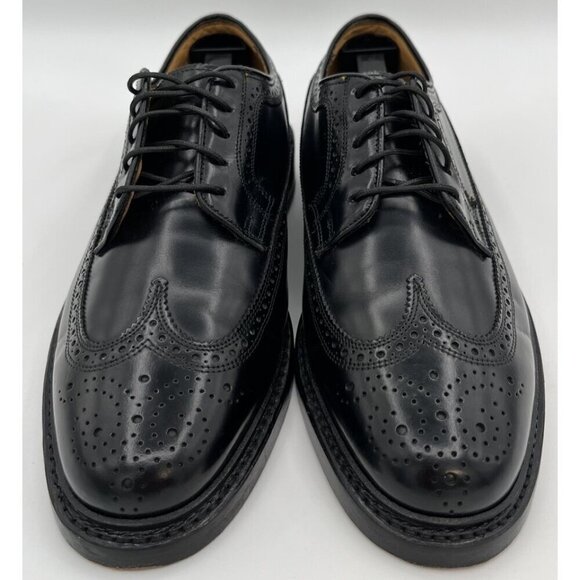 Vtg Florsheim Royal Imperial Black Leather Wingtip Derby  display picture 2